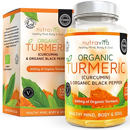 Turmeric - Cúrcuma orgánica 600 mg, con Curcumina y Bioperina, 120 cápsulas vegetarianas