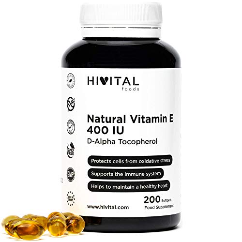 Vitamina E Natural 400 UI |200 perlas| Potente antioxidante protege las células del estrés oxidativo